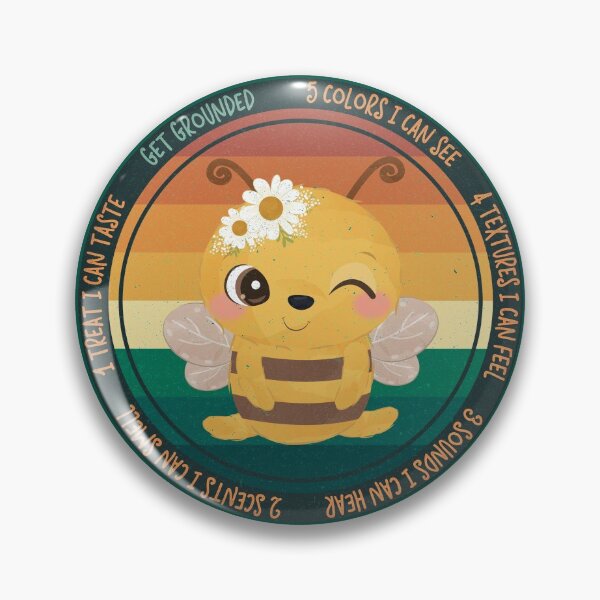 Item preview, Vintage Wise Bee Reminder: Overwhelmed? Stop and ground. Mindfulness using the five senses, grounding technique. You are worthy and deserving of care and safety. designed and sold by Orianah.