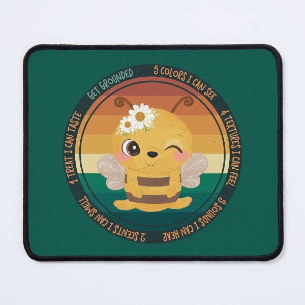 Item preview, Vintage Wise Bee Reminder: Overwhelmed? Stop and ground. Mindfulness using the five senses, grounding technique. You are worthy and deserving of care and safety. designed and sold by Orianah.