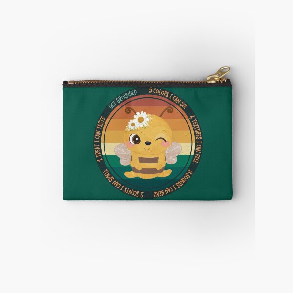 Item preview, Vintage Wise Bee Reminder: Overwhelmed? Stop and ground. Mindfulness using the five senses, grounding technique. You are worthy and deserving of care and safety. designed and sold by Orianah.
