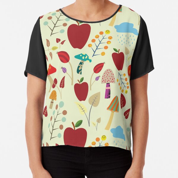 Mushroom Seamless Pattern Chiffon Top