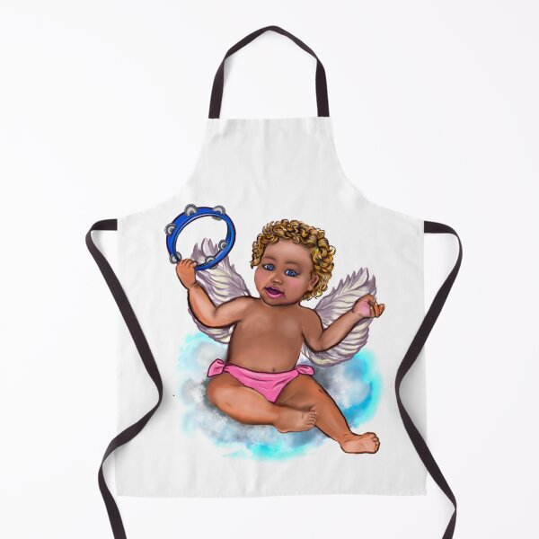 Item preview, Curly haired Angel playing the tambourine on a cloud- blissful Sun kissed curly haired Baby cherub angel classical art designed and sold by Artonmytee.