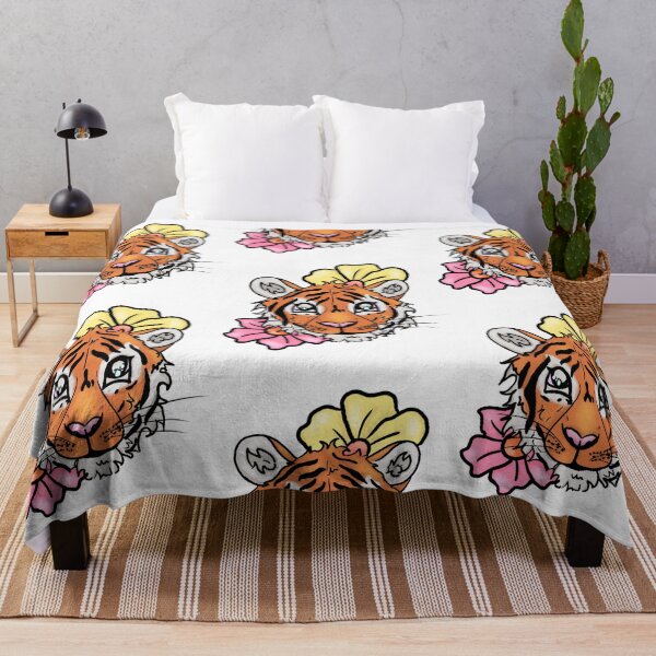 Item preview, Pink and Yellow Flower Tiger  designed and sold by BioLushGraphics.