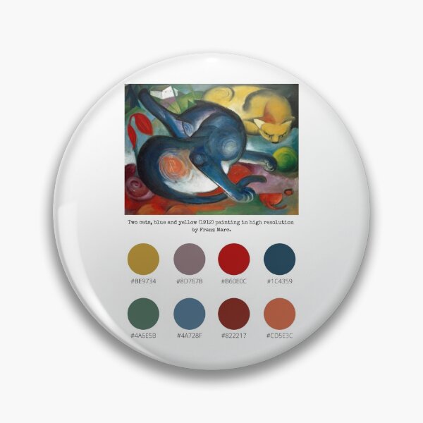 Item preview, Colour Palette of Two cats, blue and yellow by Franz Marc (1912)  designed and sold by CoffeewithAnh.