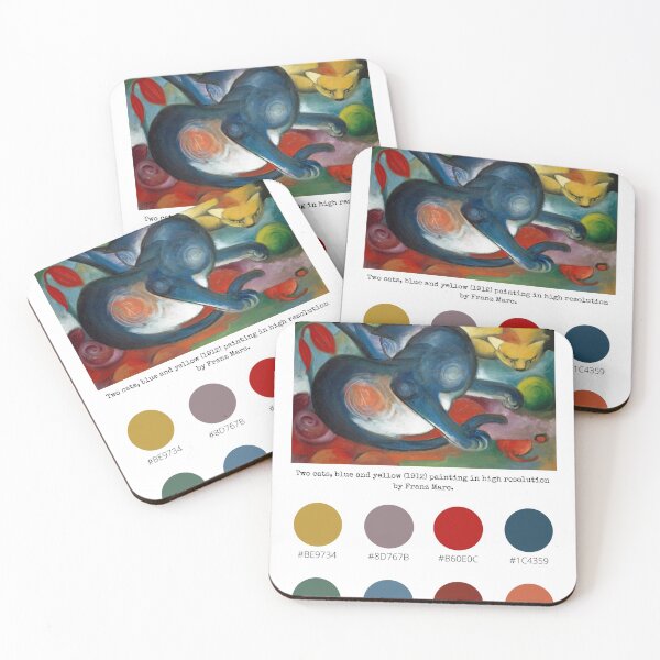 Item preview, Colour Palette of Two cats, blue and yellow by Franz Marc (1912)  designed and sold by CoffeewithAnh.