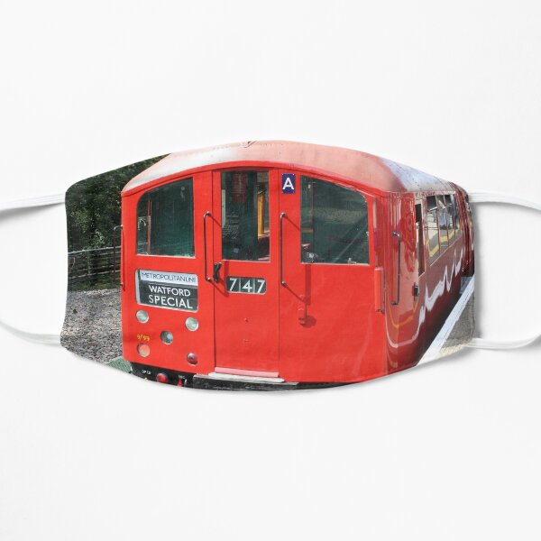 Vintage London Underground train at Amersham station Flat Mask