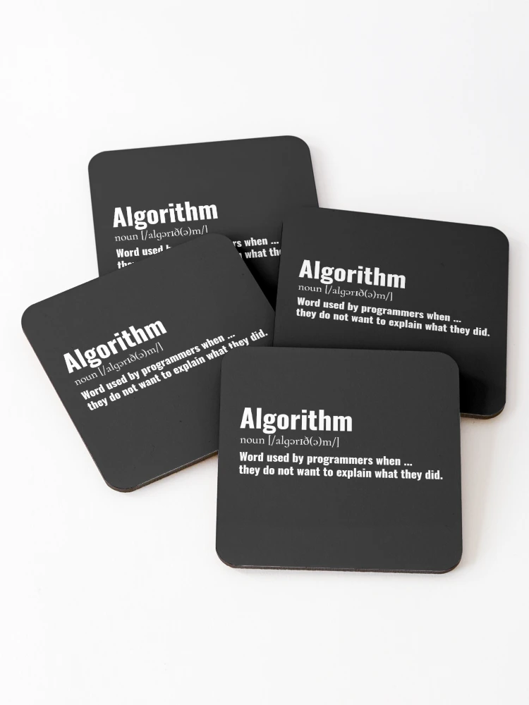 Thumbnail 1 of 5, Coasters (Set of 4), Computer Geek Algorithm Definition designed and sold by ComputerGeeksTs.