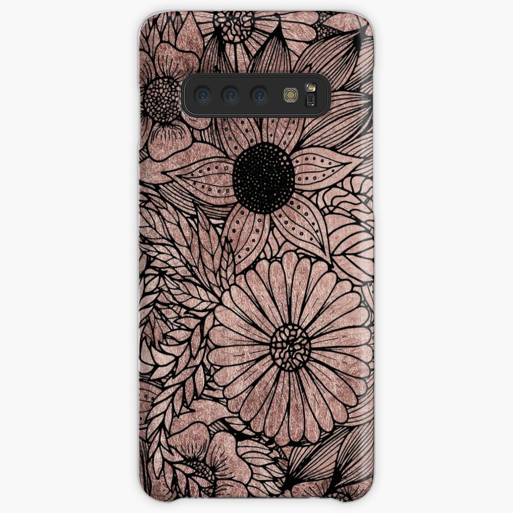 black and rose gold flowers