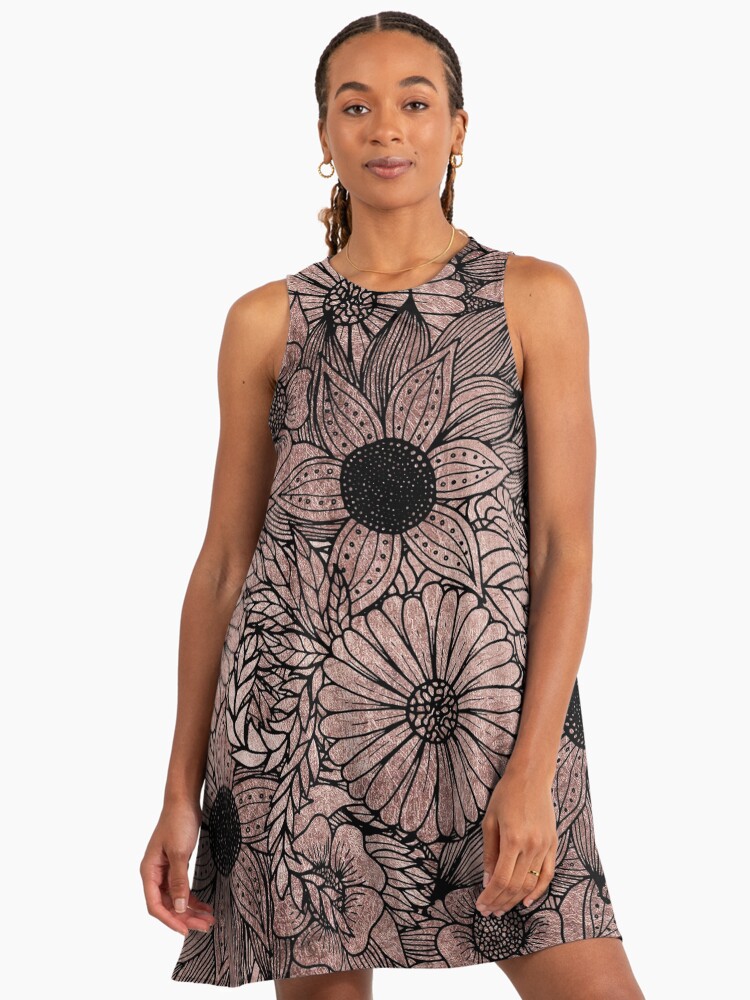 black dress with gold leaves Zadie Jacquard Midi Dress in Leaf Heart Black