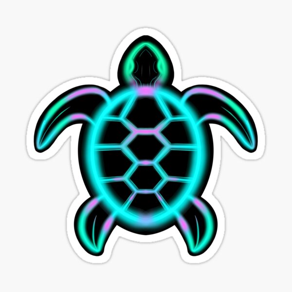 Abstract neon paint splash art turtle animal