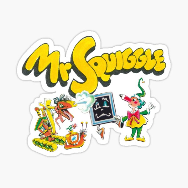 Vista previa del artículo con la obra «¡Señor Squiggle y amigos!», diseñado y vendido por 93CraterCres.