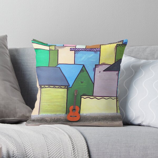 Guitars About Town - houses Throw Pillow