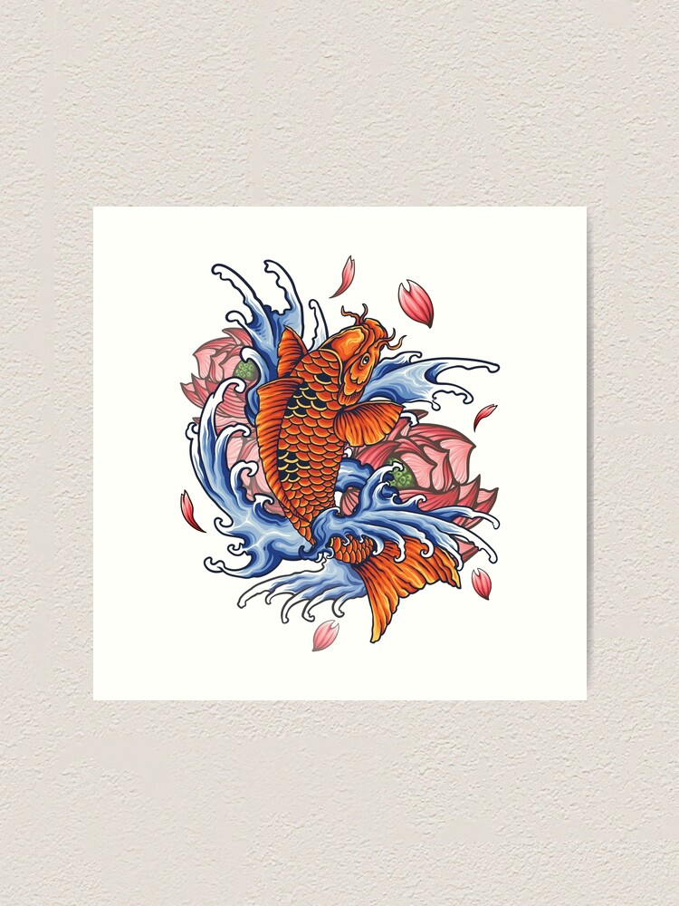 koi fish tattoo traditional japanese | Art Print