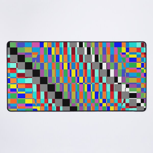 Horizontal Trippy Colored Squares Desk Mat
