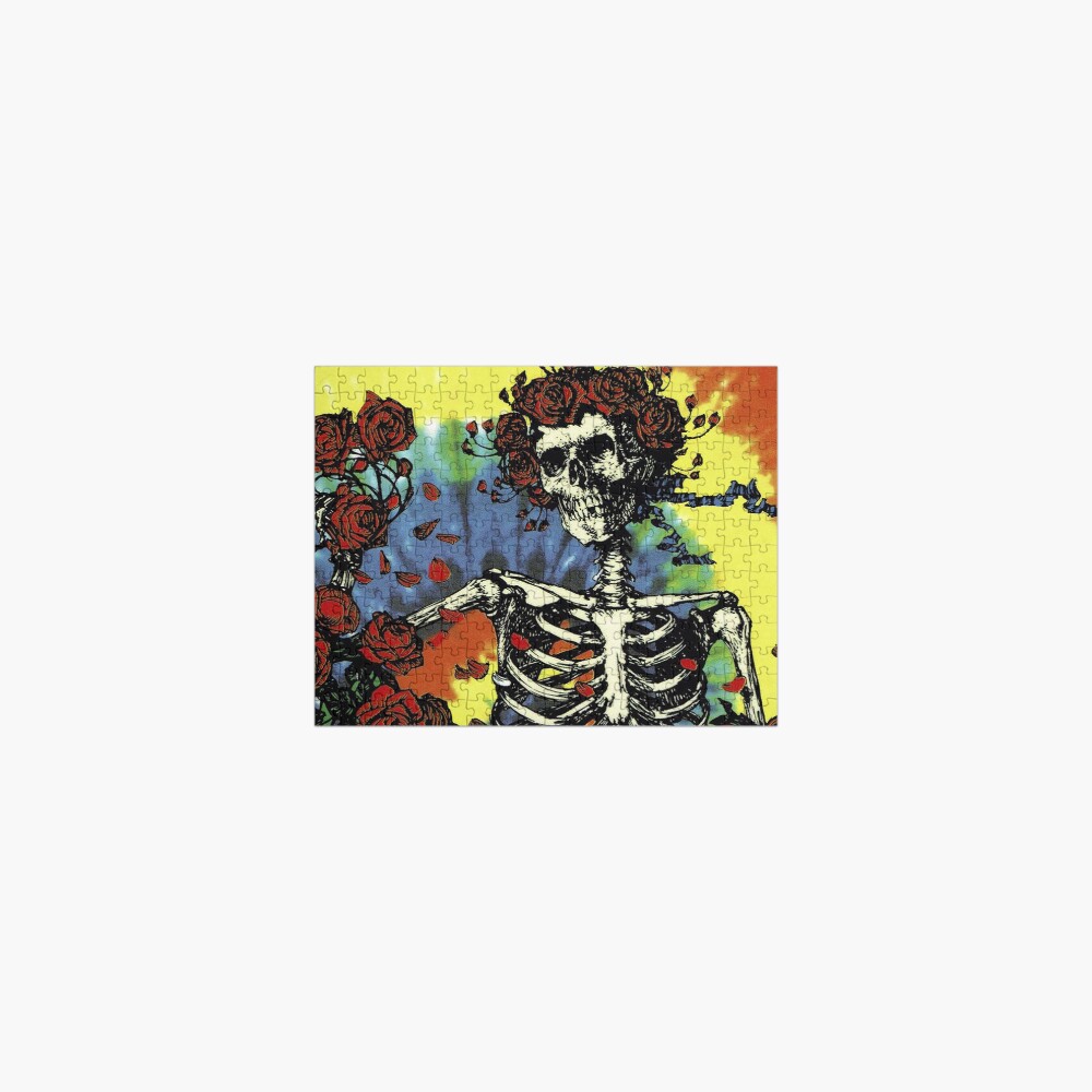 Tie Dye Skeleton Roses Jigsaw Puzzle