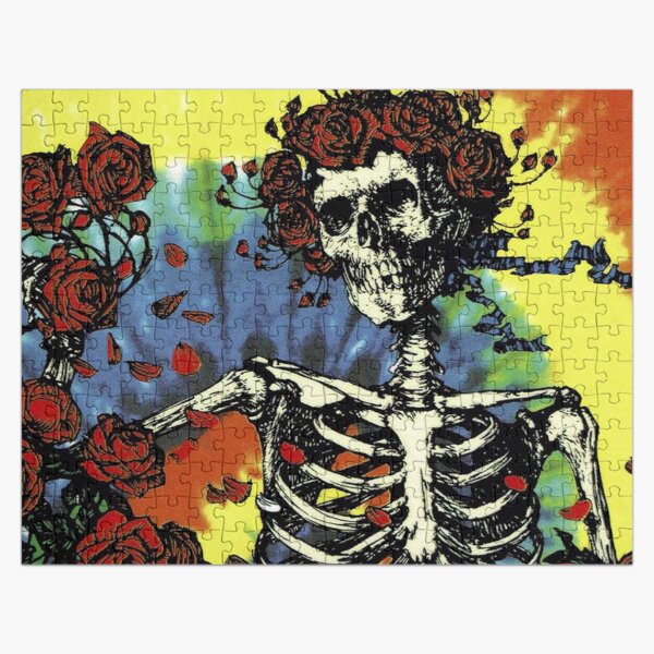 Tie Dye Skeleton Roses Jigsaw Puzzle