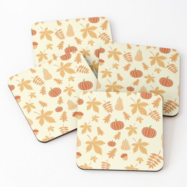 Item preview, Pumpkin Squash Acorn Autumn Leaves Light Cream designed and sold by cashewdays.