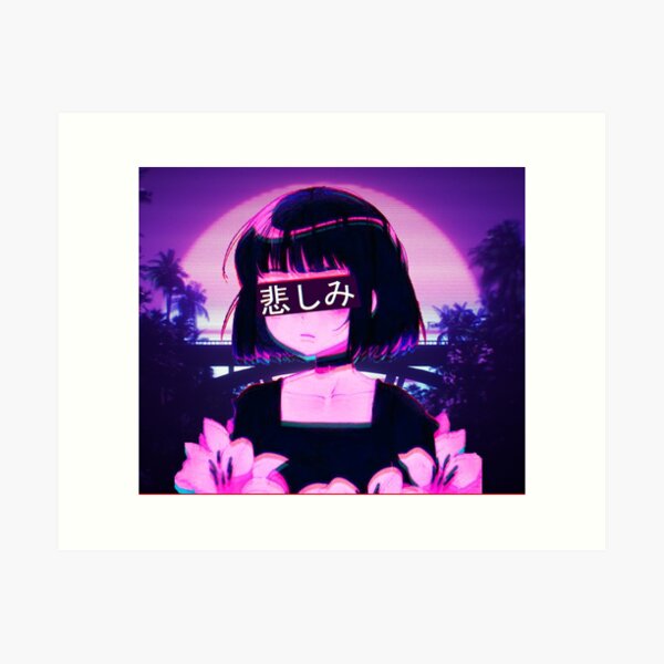 Dark Anime Girl Wall Art Anime Aesthetic Print Gothic Emo Gamer Room Art  Gaming Gift Pink Pastel Egirl Horror Lofi Purple Anime 