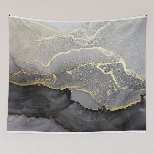 Item preview, Elegant black gold marble ink abstract painting  designed and sold by PurityPublishin.