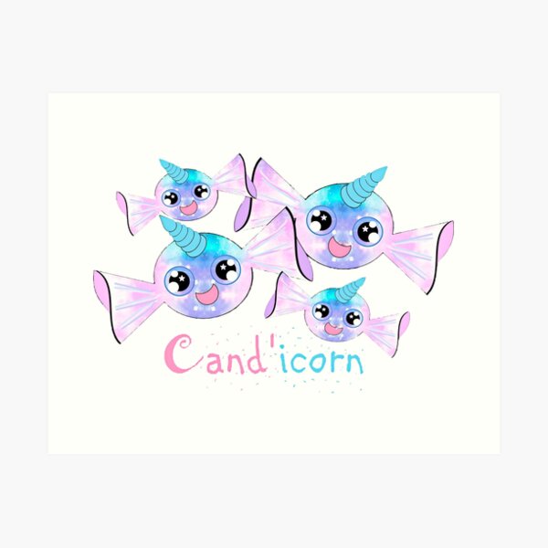 Cand'icorn - Kawaii Candy Unicorn Art Print