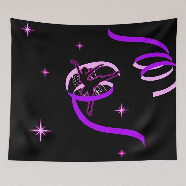 Item preview, Ballerina On Pointe Silhouette Pink and Purple Ribbons Stars designed and sold by Brasilia.