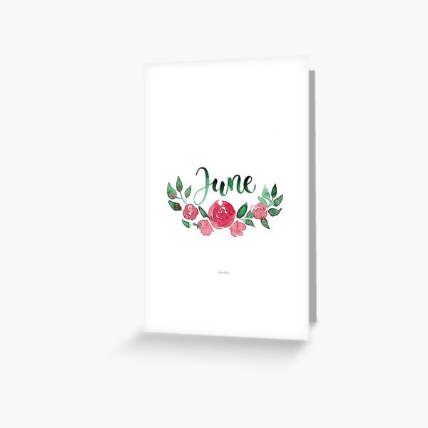 Juni Aquarell Blumen-Bouquet mit Handlettering Grußkarte