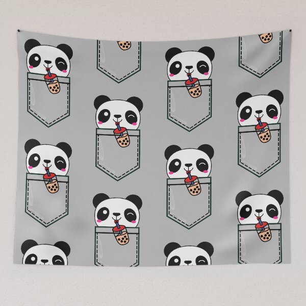 Item preview, Kawaii Cute Adorable Winking Pocket Bubble Tea Panda designed and sold by Onewivnacher.