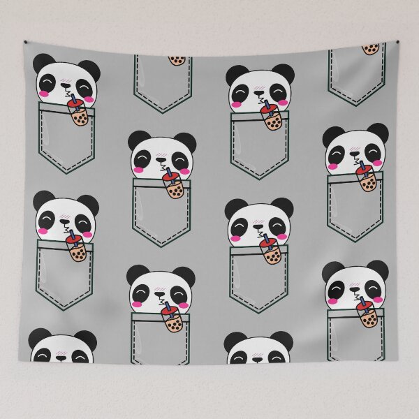 Item preview, Kawaii Cute Adorable Shameless Pocket Bubble Tea Panda designed and sold by Onewivnacher.