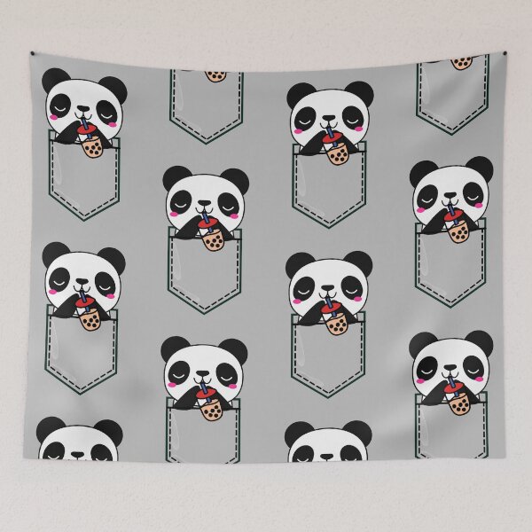 Item preview, Kawaii Cute Adorable Panda Enjoying Bubble Tea designed and sold by Onewivnacher.
