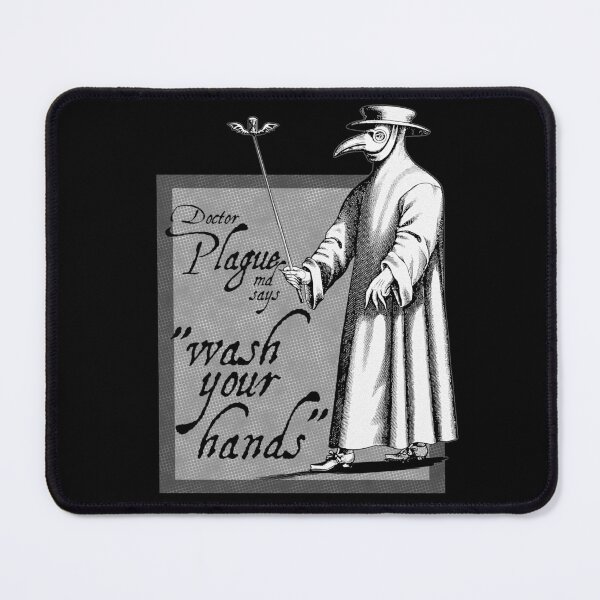 Item preview, Doctor Plague says wash your hands gray health awareness art comic book style designed and sold by Fashionmonger.