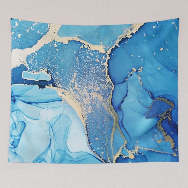 Item preview, Elegant blue gold marble ink abstract painting designed and sold by PurityPublishin.