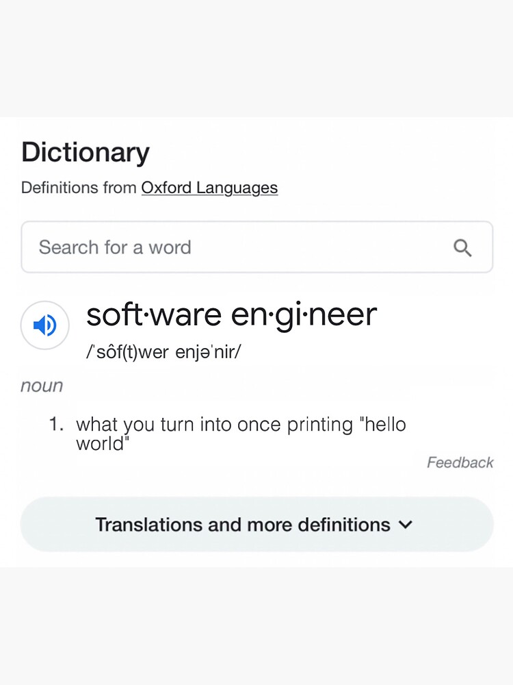 "Software Engineer Dictionary Definition" Sticker for Sale by Jennrly