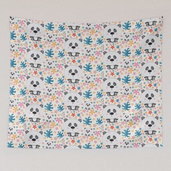 Item preview, A Cute panda vector  floral pattern  designed and sold by Victoria Riabov.