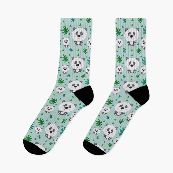 Item preview, A Cute panda  pattern  with leaves on the green background  designed and sold by Victoria Riabov.