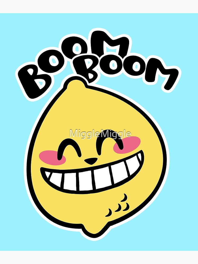 "Boom Boom Lemon Kawaii Cat with wide grin, white teeth from Kate