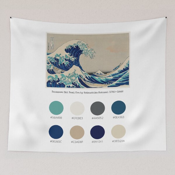 Item preview, Colour Palette of Kanazawa Oki Nami Ura by Katsushika Hokusai (1760-1849) designed and sold by CoffeewithAnh.