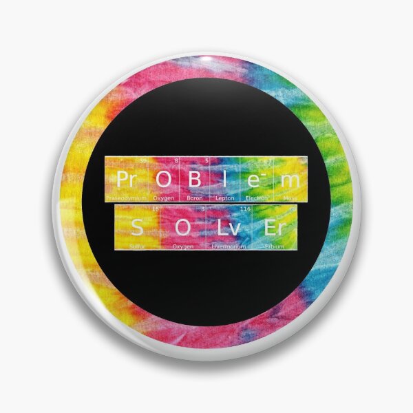 Item preview, Problem Solver written in Chemistry Periodic Table Elements in tie dye font on white background  designed and sold by UncleStuScience.