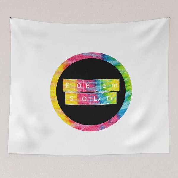 Item preview, Problem Solver written in Chemistry Periodic Table Elements in tie dye font on white background  designed and sold by UncleStuScience.