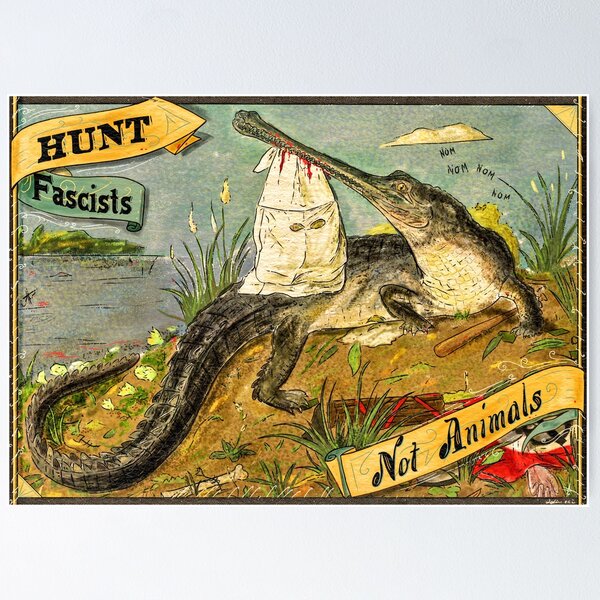 Item preview, Antifa Gharial - Crocodile & Antifascism designed and sold by Loki Propagandart.