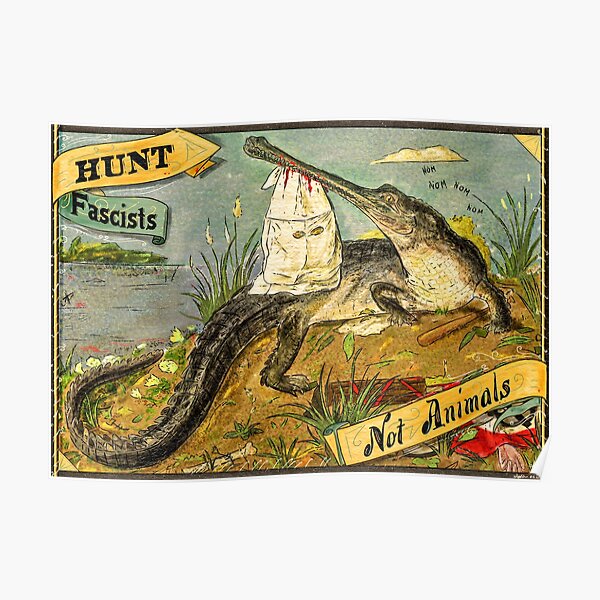 Antifa Gharial - Crocodile & Antifascism Poster