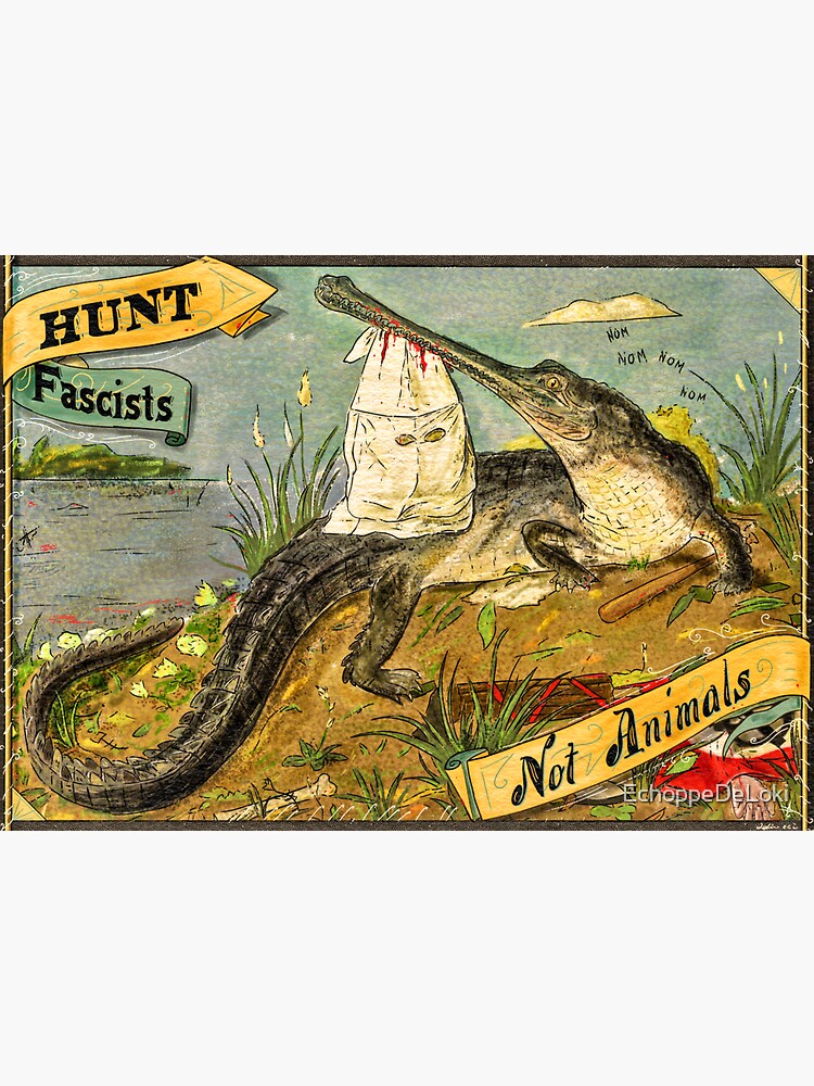 Thumbnail 3 von 3, Sticker, Gavial Antifa – Krokodil & Antifaschismus designt und verkauft von EchoppeDeLoki.