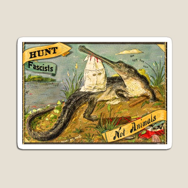 Aperçu de l'œuvre Gavial Antifa - Crocodile & Antifascisme créée et vendue par Loki Propagandart.