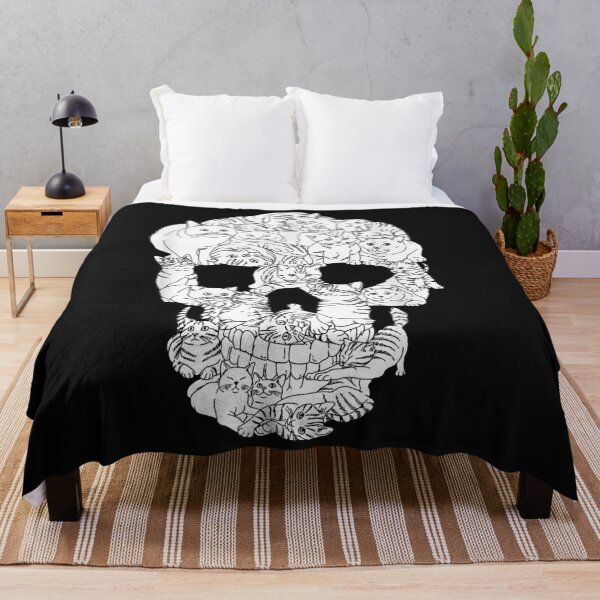 Aperçu de l'œuvre Cat Skull Halloween Funny Goth Punk Emo Graphic Gift créée et vendue par Melle123234.