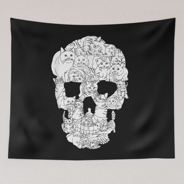 Item preview, Cat Skull Halloween Funny Goth Punk Emo Graphic Gift designed and sold by Melle123234.