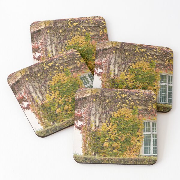 Item preview, old house wall with rustic wooden windows and creeper in Vienna autumn season designed and sold by goceris.