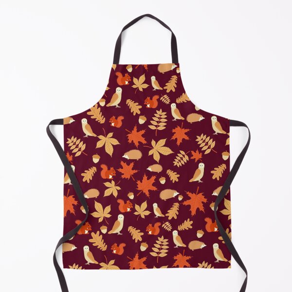 Item preview, Autumn Animals Squirrel Owl Hedgehog Leaves Deep Red designed and sold by cashewdays.