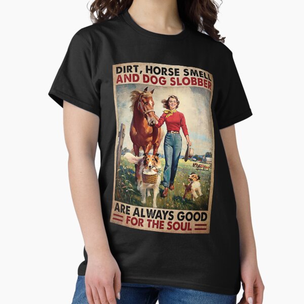 Vista previa del artículo con la obra «El olor a caballo de tierra y la baba de perro siempre son buenos para el alma - Girl Farm», diseñado y vendido por MagicatcoArt.