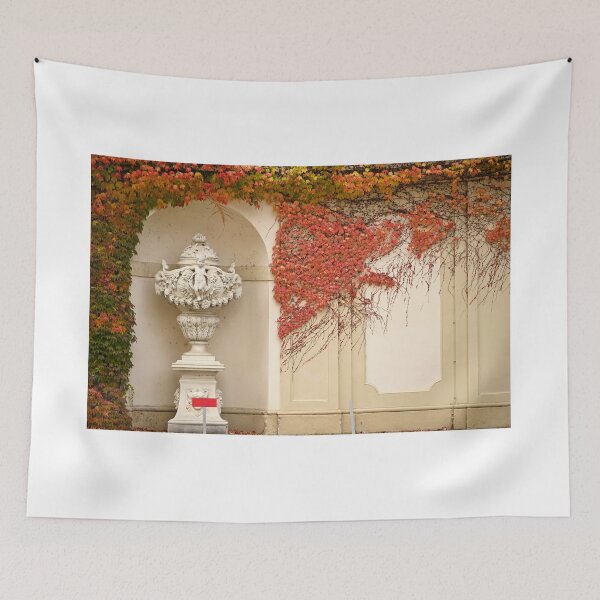 Item preview, wall with creeper plant and statue in Vienna autumn season designed and sold by goceris.