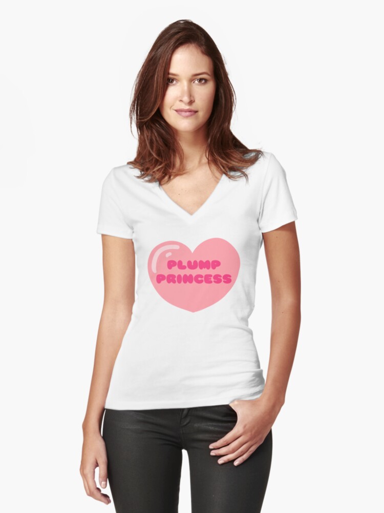Plump Princess Womens Fitted V Neck T Shirt Front Plump Princess Womens Fitted V Neck T Shirt Front