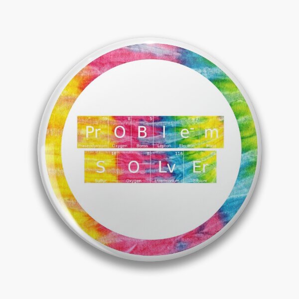 Item preview, Problem Solver written in Chemistry Periodic Table Elements in tie dye font on white background  designed and sold by UncleStuScience.