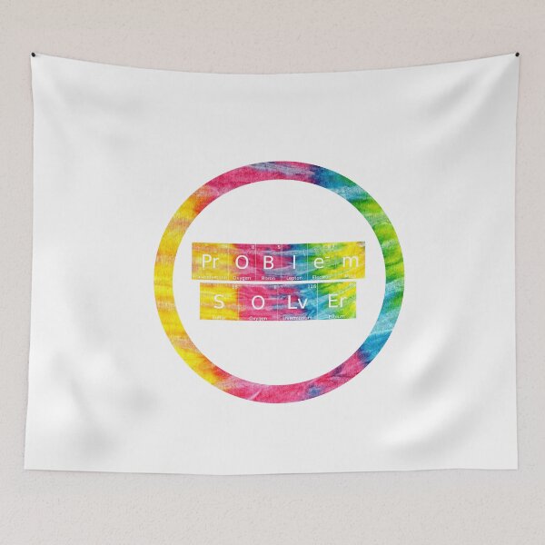 Item preview, Problem Solver written in Chemistry Periodic Table Elements in tie dye font on white background  designed and sold by UncleStuScience.